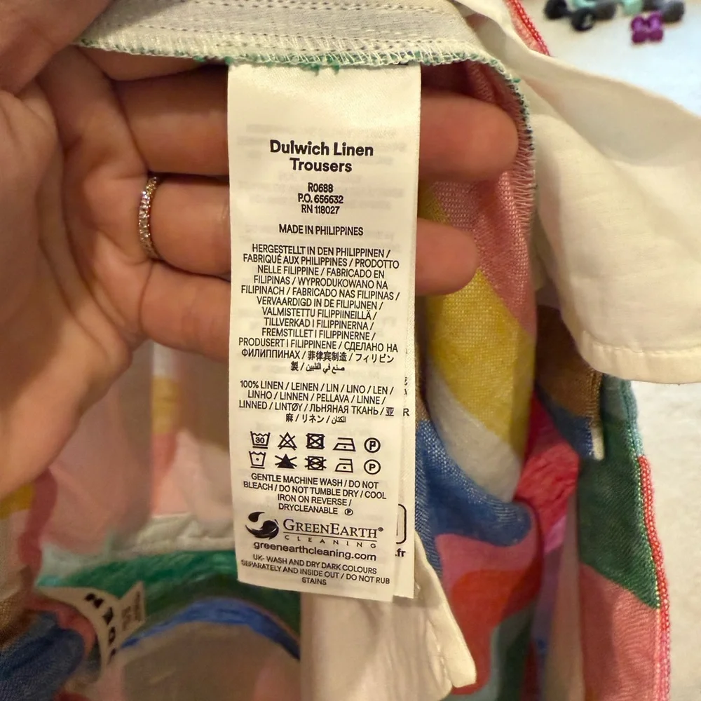 Boden Dulwich Linen Pants in Bright Rainbow Stripe - Picture 4 of 6